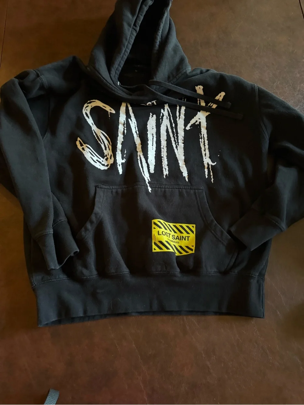 Men’s Black Hoodie with Bold White Logo